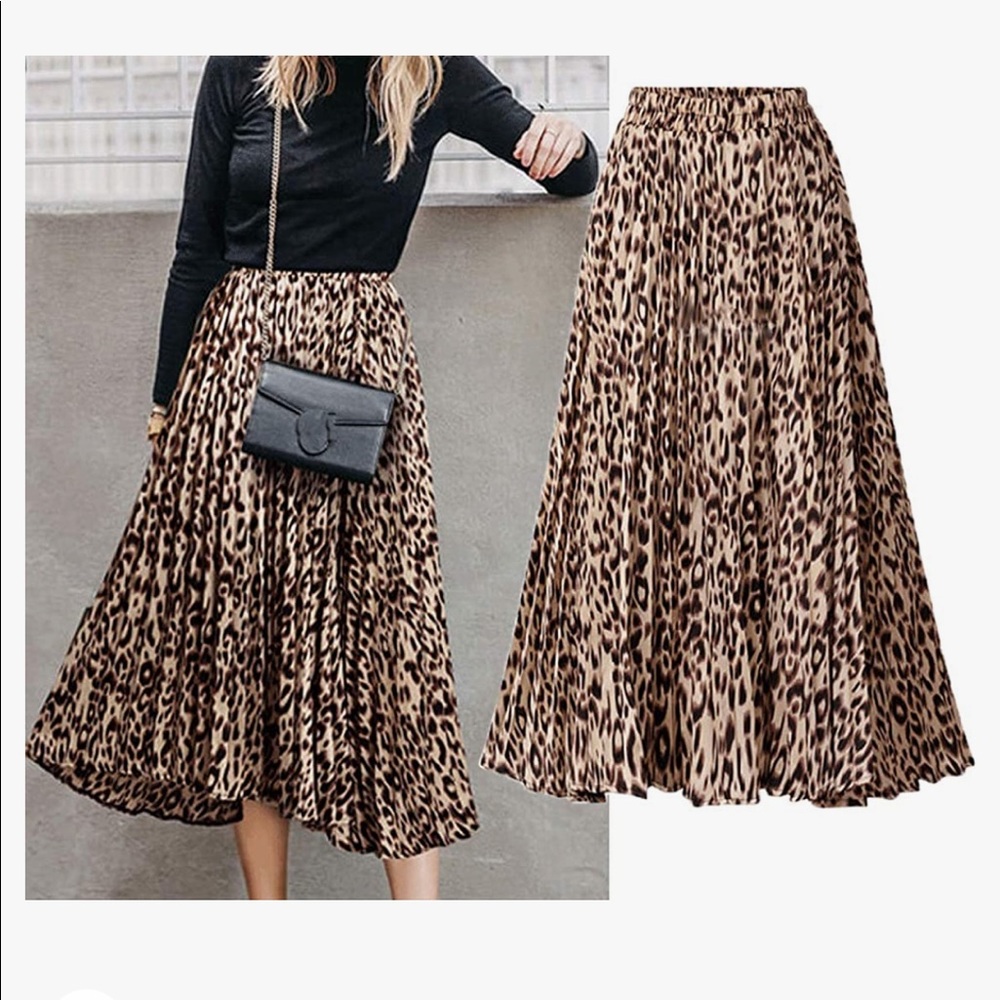 MIDI long leopard skirt